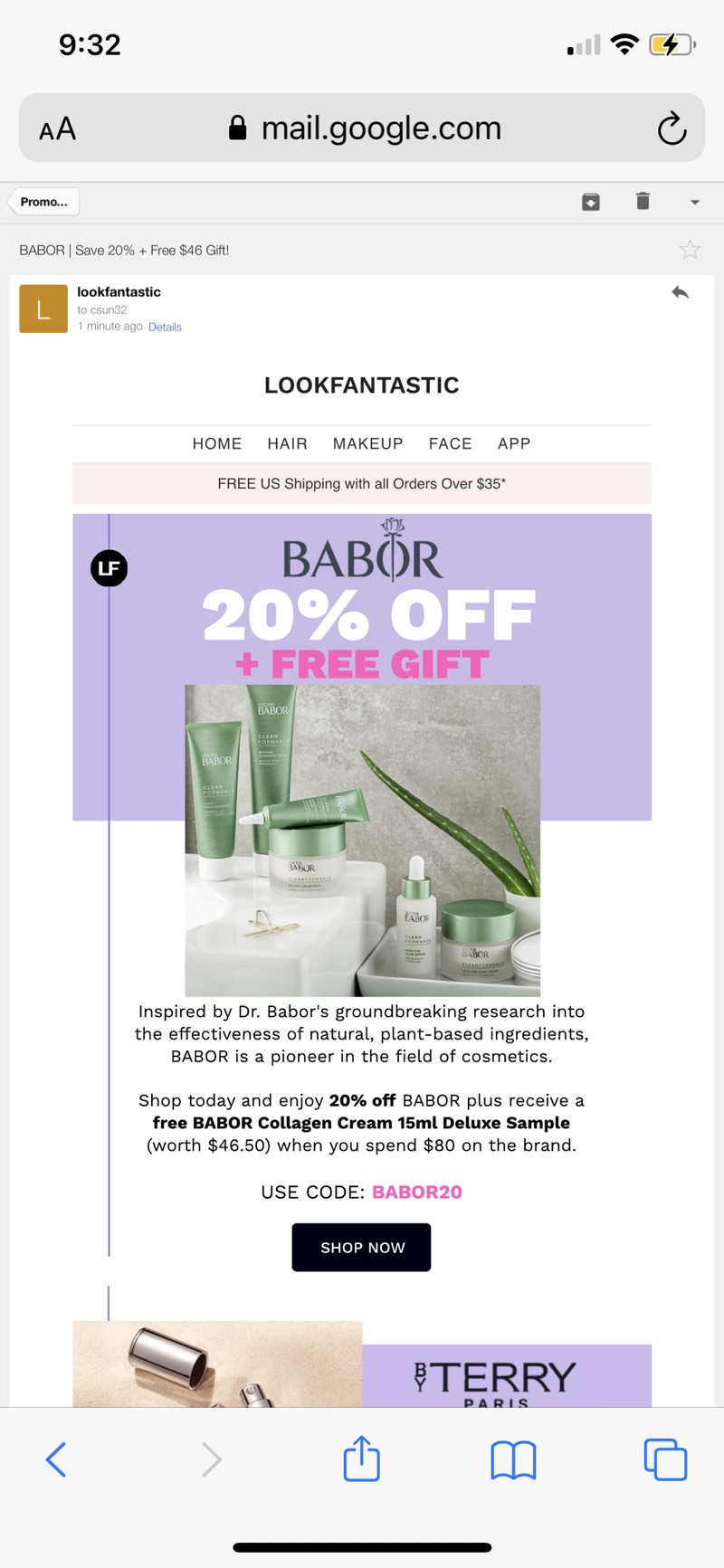 Babor Skincare & Cosmetics - lookfantastic US 8折 购物满80送好礼 折扣码：babor20