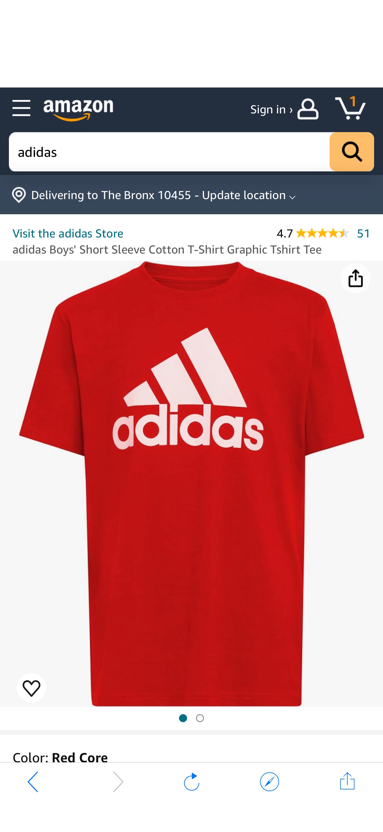 Amazon.com: adidas Boys' Short Sleeve Cotton T-Shirt Graphic Tshirt Tee, Red Core : Clothing, Shoes & Jewelry
