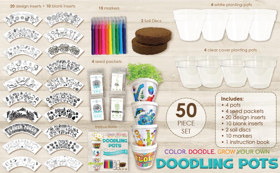 Amazon.com: Hapinest 4 Pack Doodling Flower Pots Growing Activity Kit for Kids Easter Basket Stuffers Crafts Gifts for Girls and Boys Ages 4 5 6 7 8 9 10 11 12 Years Old and Up : Toys &amp; Games