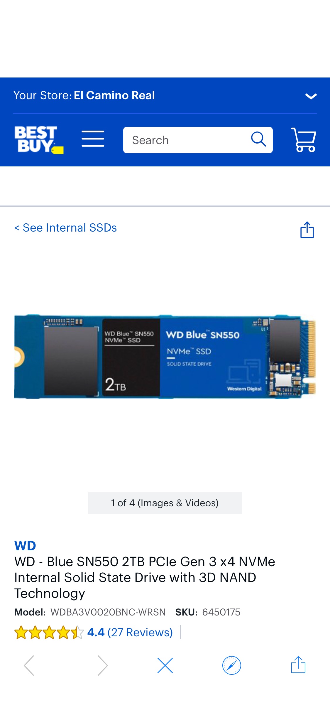 WD Blue SN550 2TB PCIe Gen 3 x4 NVMe Internal Solid State Drive with 3D NAND Technology WDBA3V0020BNC-WRSN - Best Buy为