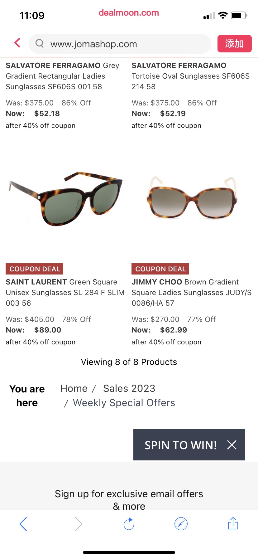 Weekly Special Offers - On Sale Limited Availability - Jomashop太阳眼镜额外六折