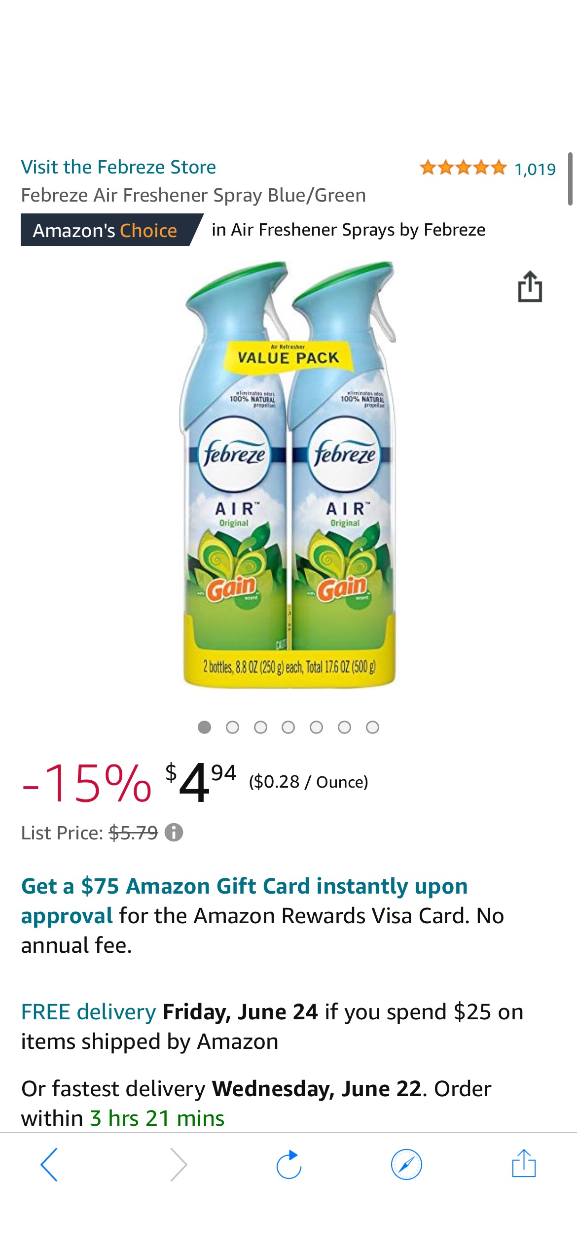 Amazon.com: Febreze Air Freshener Spray Blue/Green : Health & Household 清新喷雾剂