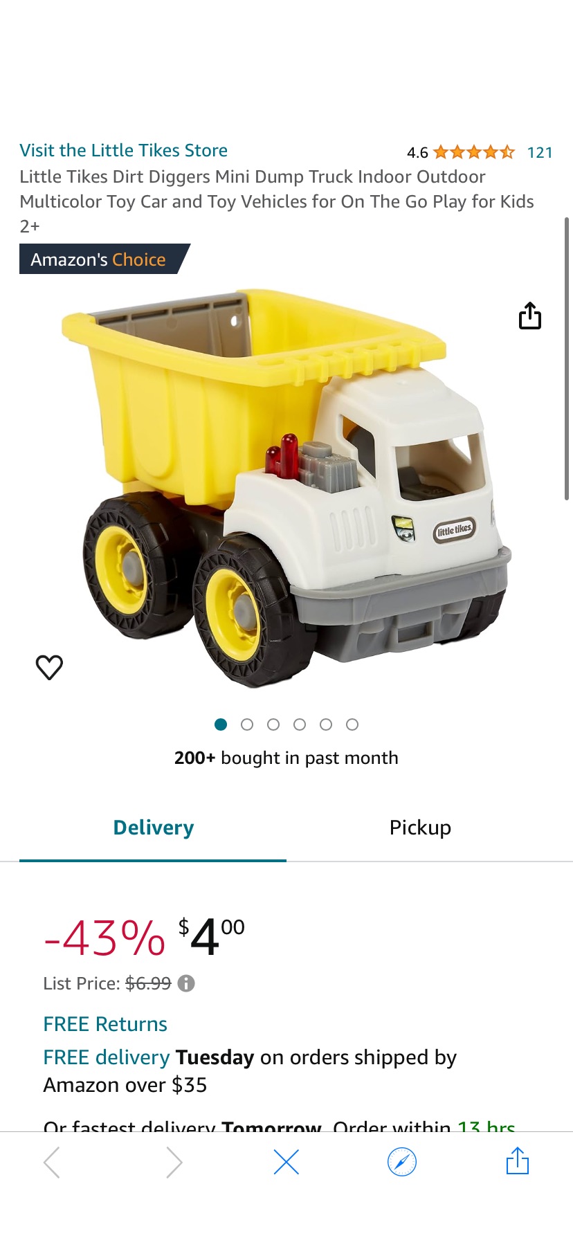 Amazon.com: Little Tikes Dirt Diggers Mini Dump Truck Indoor Outdoor Multicolor Toy Car and Toy Vehicles for On The Go Play for Kids 2+ : Toys & Games