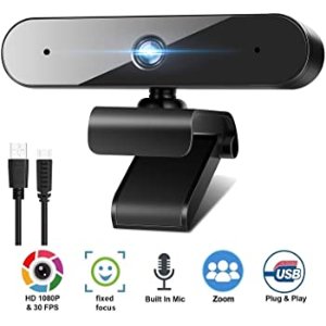 1080P Webcam for PC Laptop Desktop, 360-Degree Rotation Streaming Webcam with Microphone