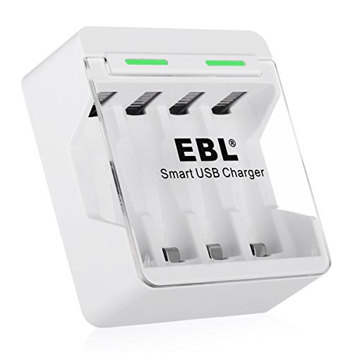EBL 快速 AA AAA 电池充电器，带 1A USB 输入端口，适用于 Ni-MH Ni-CD 可充电电池