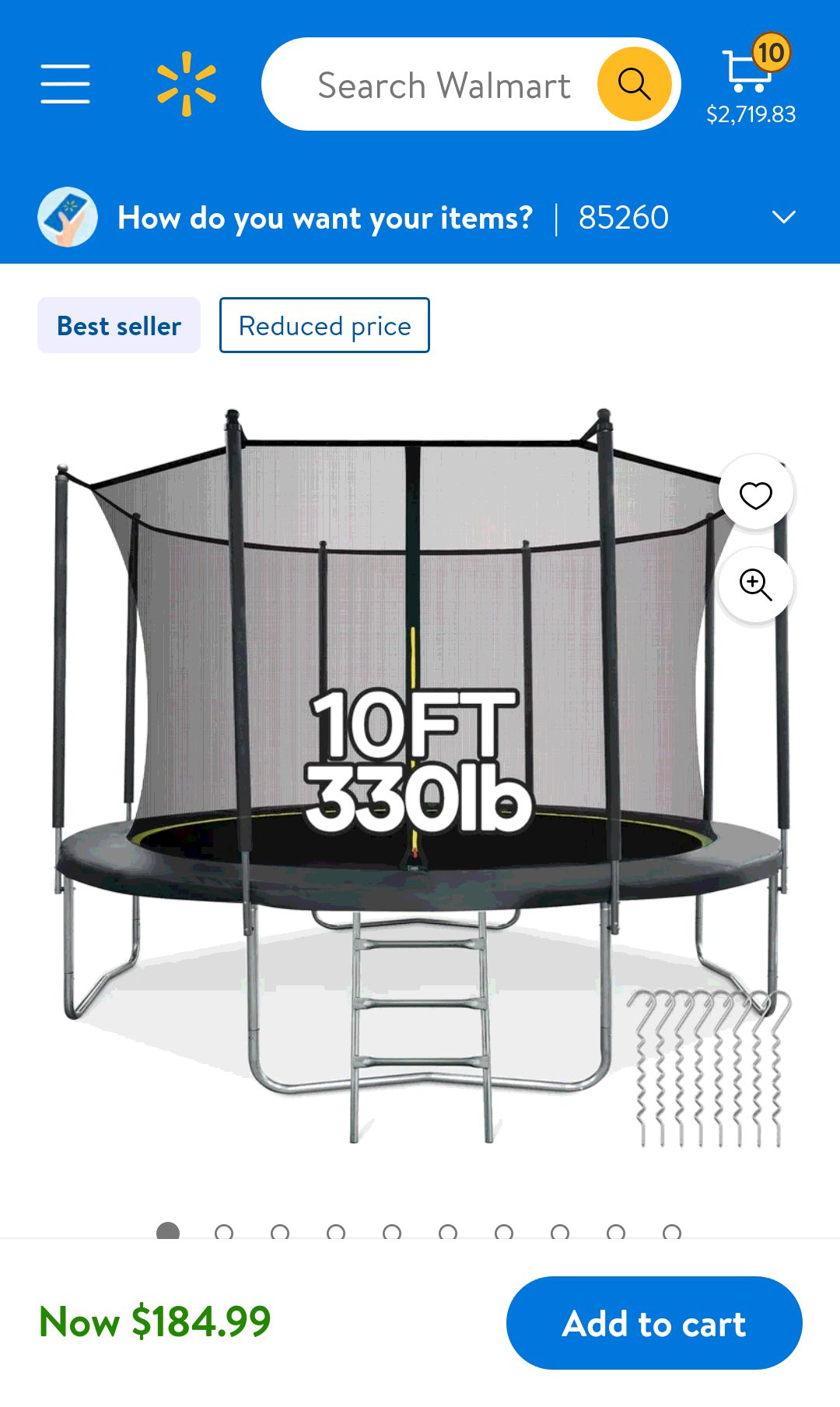 MARNUR 10FT Trampoline for Kids Outdoor Fitness Trampoline with Enclosure Net, Spring Cover, Ladder, Wind Stakes,330lbs Weight Capacity - Walmart.com