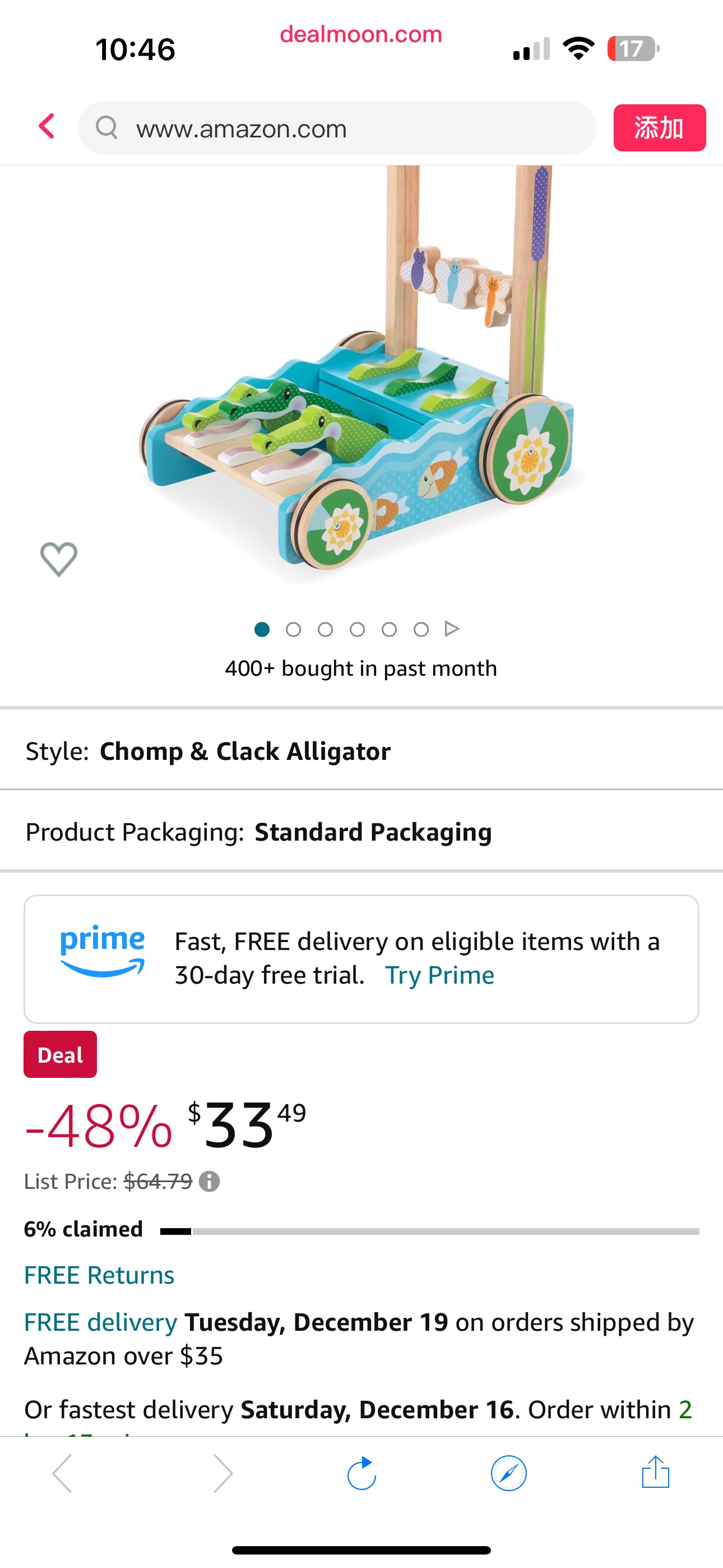 Amazon.com: Melissa & Doug First Play Chomp and Clack Alligator Wooden Push Toy and Activity Walker - Pretend Play Developmental Baby Push Walker Toy For Toddlers Ages 1+, 1 EA : Toys & Games木质儿童玩具学步车