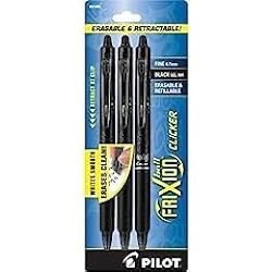Amazon.com: PILOT FriXion Clicker Erasable, Refillable & Retractable Gel Ink Pens, Fine Point, Black Ink, 3-Pack (31464)