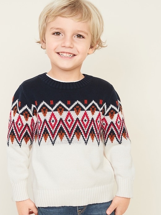 Fair Isle Crew-Neck Sweater for Toddler Boys | Old Navy男童毛衣