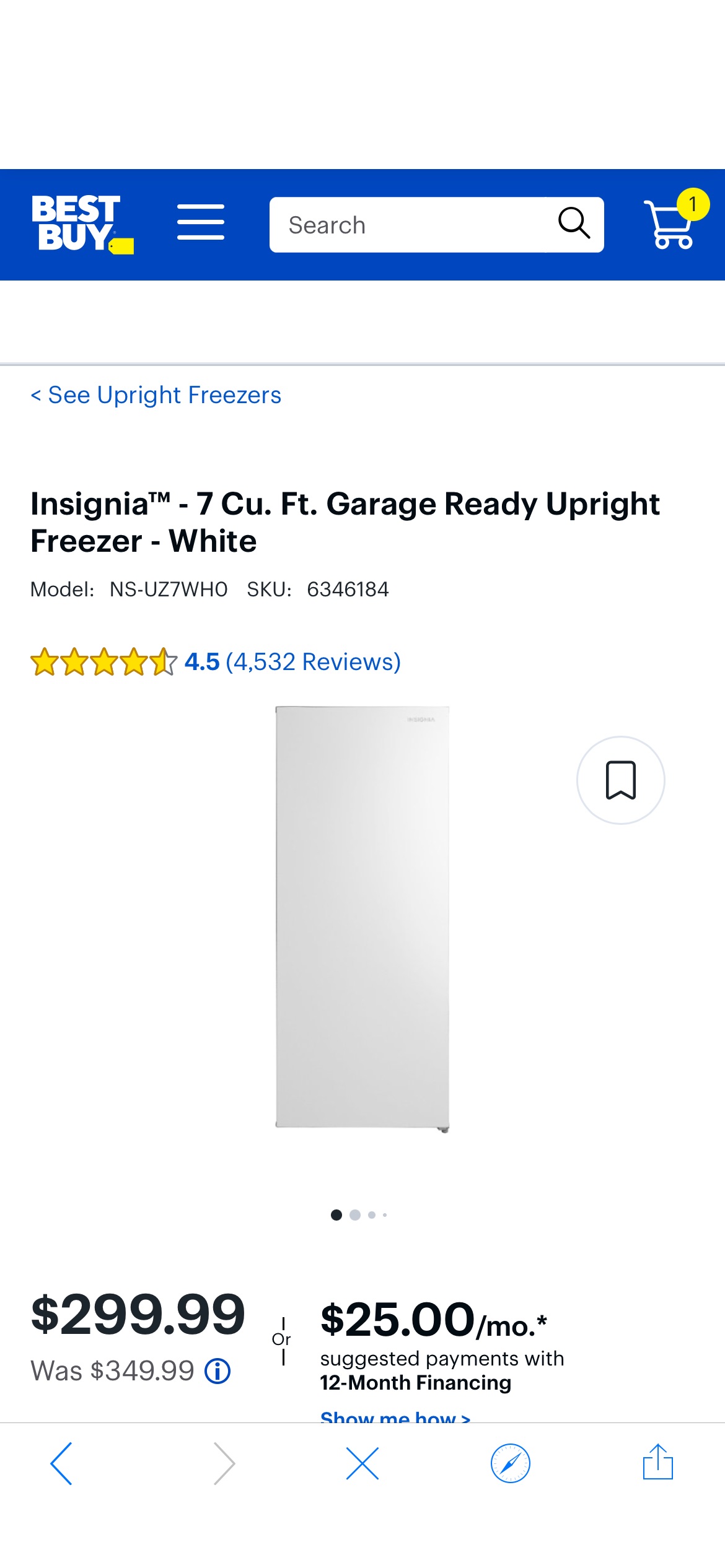 Insignia™ 7 Cu. Ft. Garage Ready Upright Freezer White NS-UZ7WH0 - Best Buy