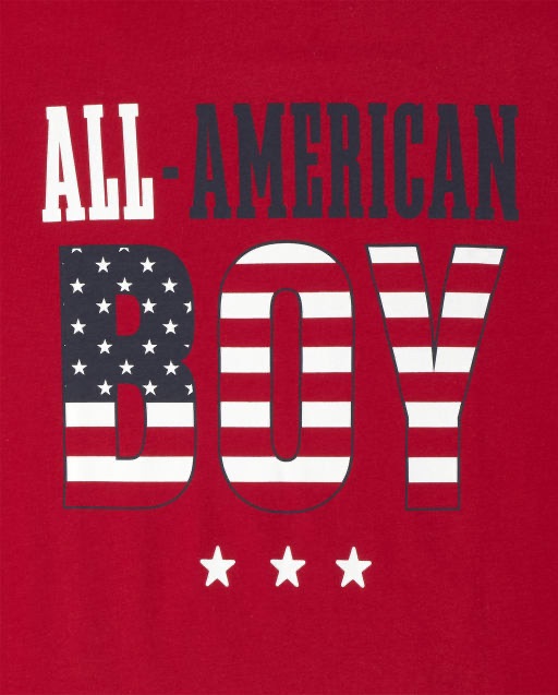 Boys Matching Family Americana Short Sleeve 'All American Boy' Flag Graphic Tee