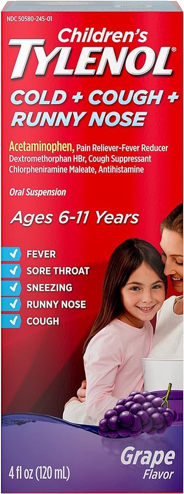 Amazon.com: Children's TYLENOL Cold + Cough + Runny Nose Oral Suspension, Grape, 4 Fl. Oz : Health & Household