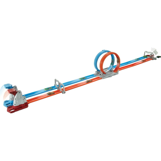 Hot Wheels Double Loop Dash Track Set with 2 Toy Cars in 1:64 Scale, 12-ft Long, Ages 5 and up - Walmart.com