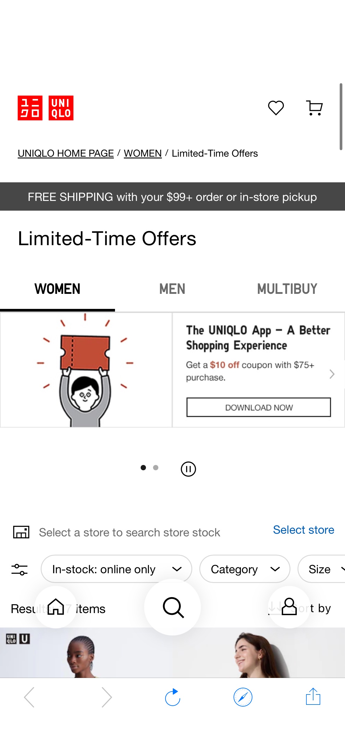 Women's Featured Limited-Time Offers | UNIQLO US 优衣库：从U圆领T恤到简易工装裤等，节省这些现在的外观，起价9.90美元！立即购物