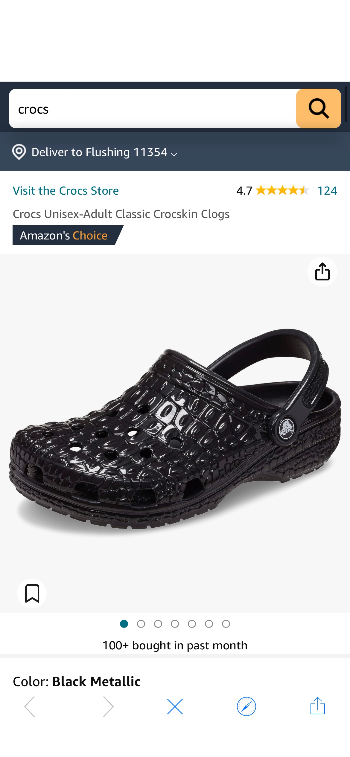 Amazon.com | Crocs Unisex Classic Crocskin Clogs, Black Metallic, Numeric_9 US Men | Mules & Clogs