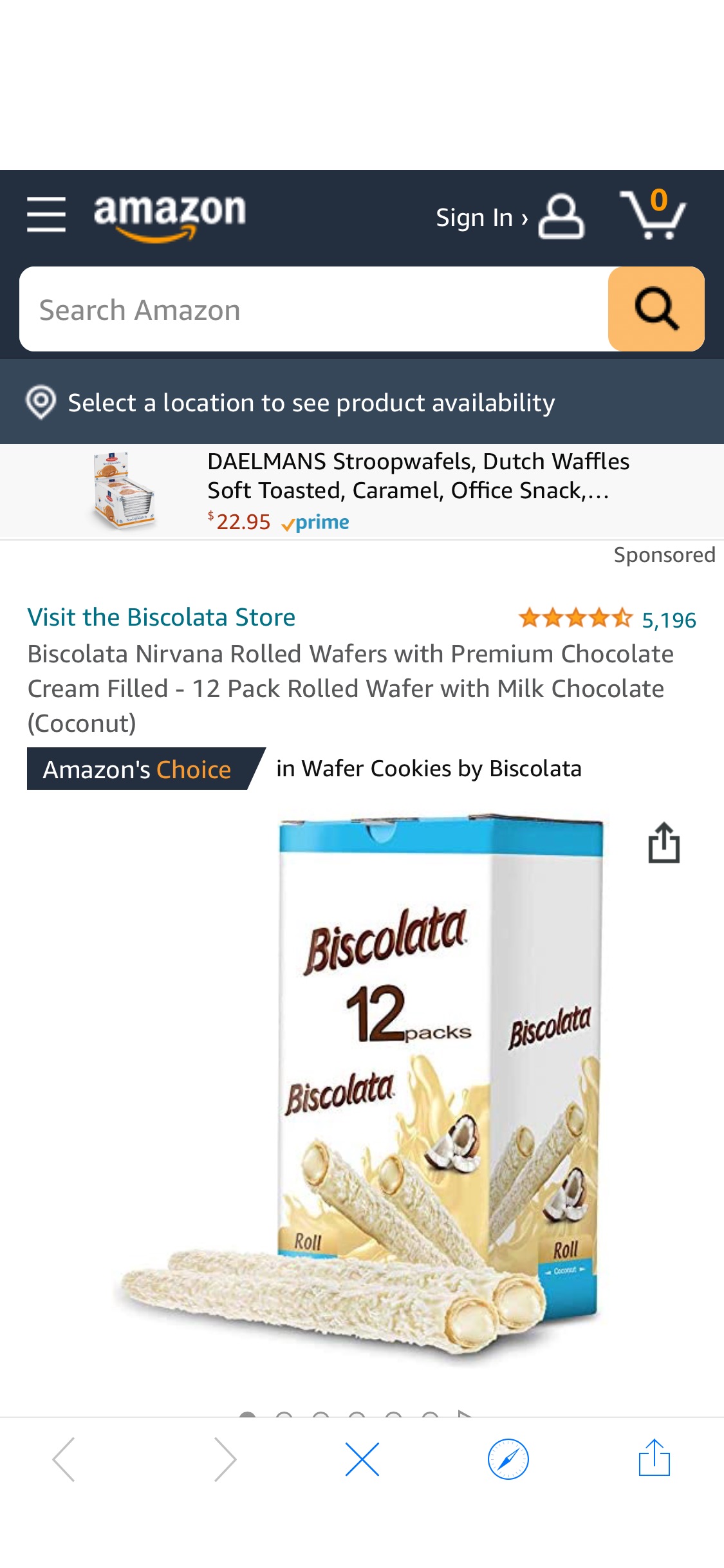 Amazon.com: Biscolata Nirvana Rolled Wafers with Premium Chocolate Cream Filled - 12 Pack Rolled Wafer with Milk Chocolate (Coconut) : Grocery & Gourmet Food 零食