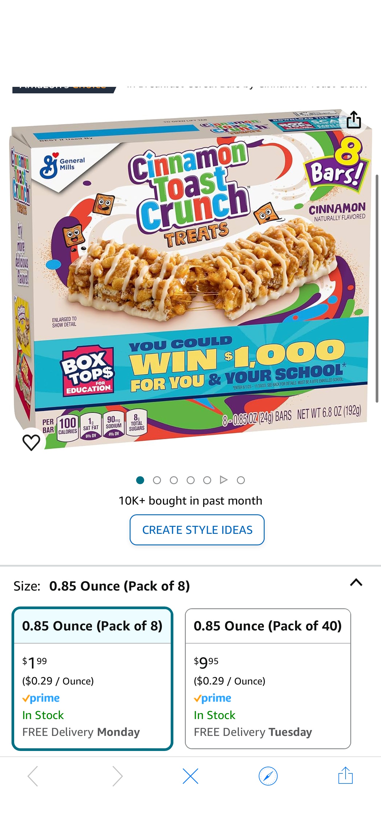 Amazon.com : Cinnamon Toast Crunch Breakfast Cereal Treat Bars, Snack Bars, 8 ct : Everything Else clip coupons