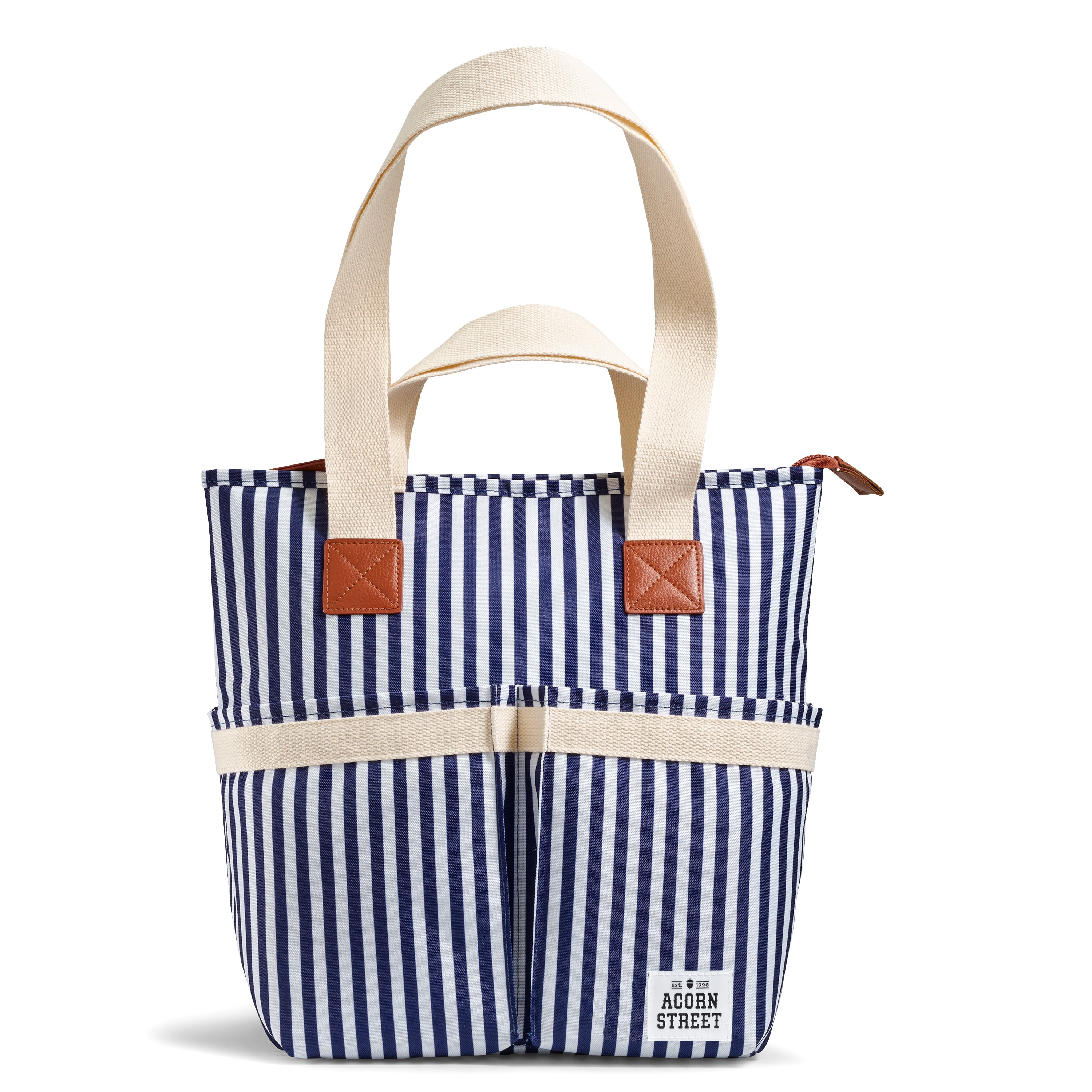 Acorn Street Insulated Cooler Tote Bag with Removable Divider, Navy Vineyard Stripe - Walmart.com
