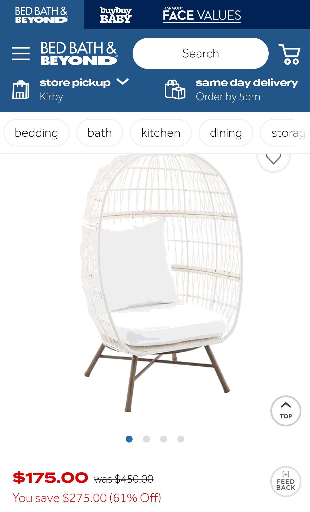 Everhome™ Saybrook Egg Chair in White | Bed Bath & Beyond