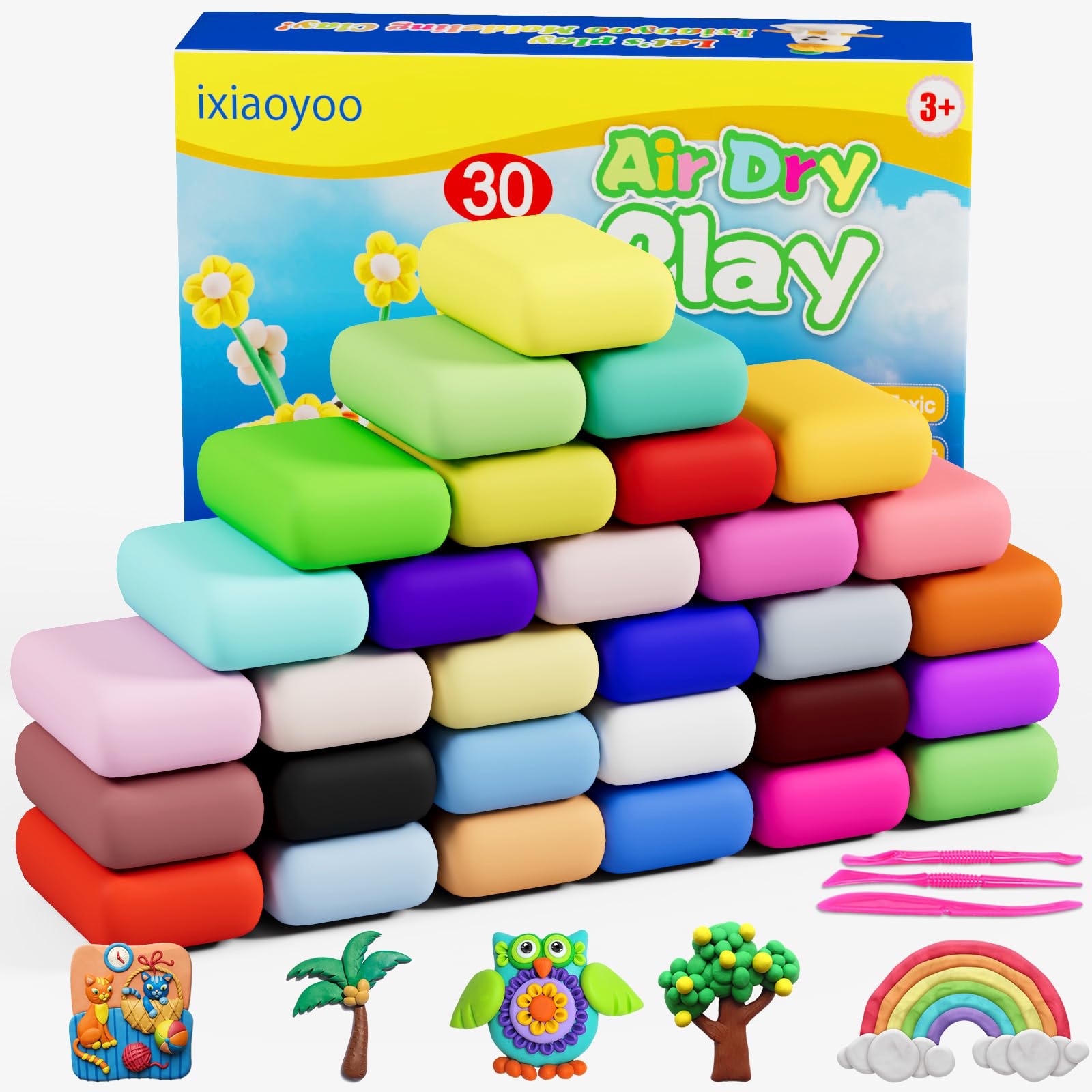 Amazon.com: Ixiaoyoo Air Dry Clay, Modelling Clay for Kids, 30 Colors DIY Molding Magic Clay for with Tools, Soft & Non-Sticky, Toys Gifts for Age 3 4 5 6 7 8+ Years Old Boys Girls Kids : Arts, Crafts