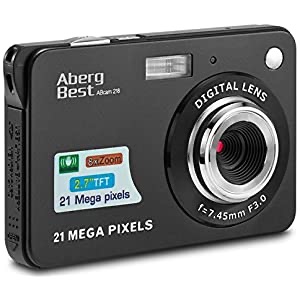 Amazon.com : AbergBest 21 Mega Pixels 2.7“ LCD可充电高清数码相机，摄像机数码学生相机