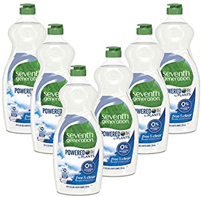 Amazon.com: Seventh Generation Dish Liquid Soap, Free & Clear, 25 Oz, Pack of 6: Health & Personal Care洗碗液