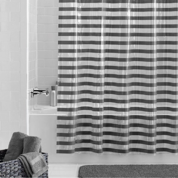 Luisa Printed Stripe PEVA Shower Curtain