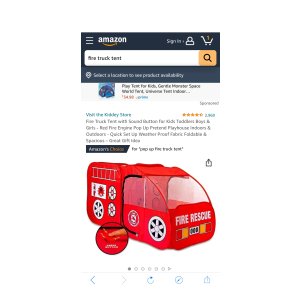 $24.64 Amazon.com: Fire Truck Tent with Sound Button for Kids Toddlers Boys & Girls - Red Fire Engine Pop Up Pretend Playhouse Indoors & Outdoors 消防车造型帐篷