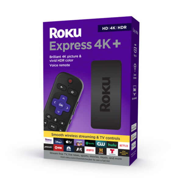 Roku Express 4K+ 2021款 电视盒子 支持4K HDR 自带声控遥控器