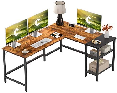 Amazon.com: CubiCubi L Shape Computer Desk with Storage Shelf Study Writing Table for Home Office, Modern Simple Style PC Desk, Black Metal Frame L形电脑桌