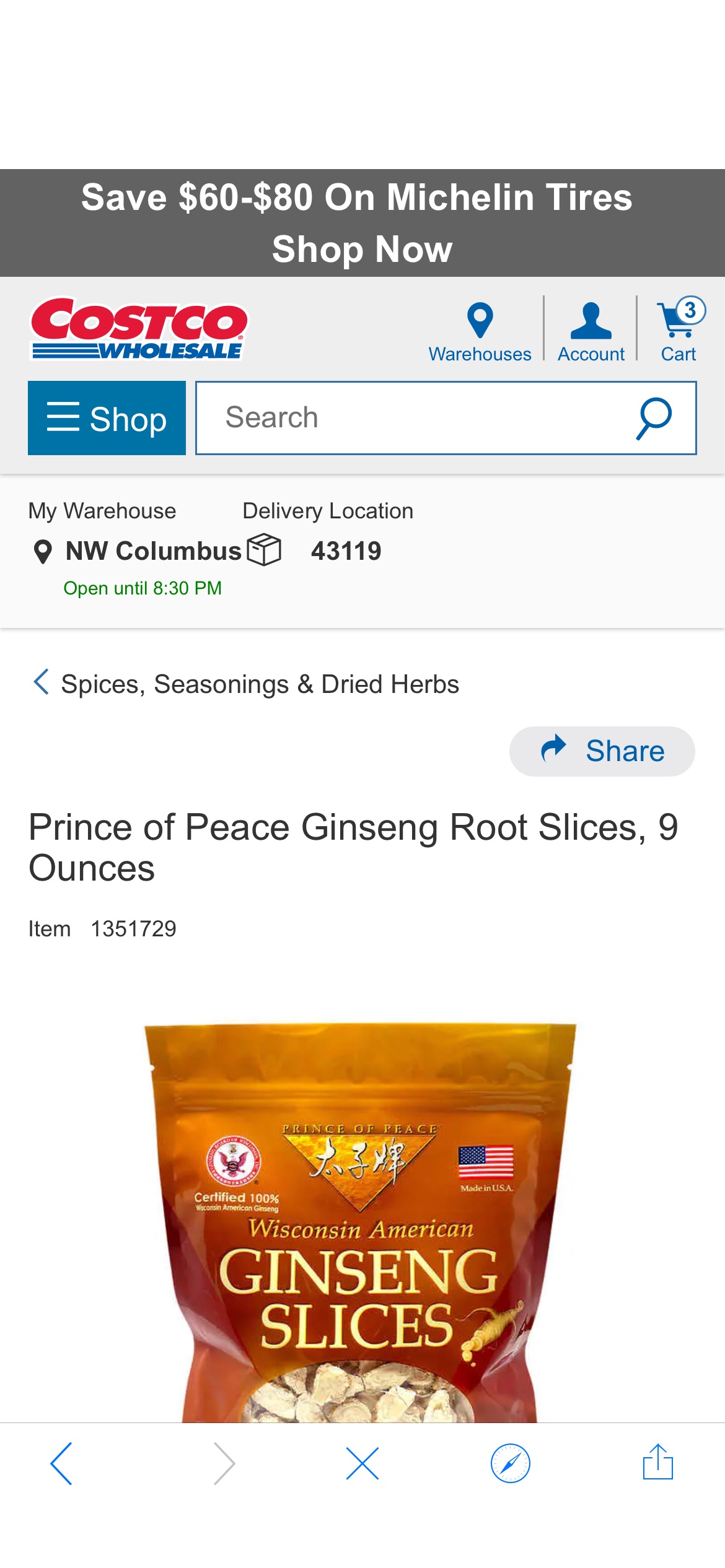 Prince of Peace Ginseng Root Slices, 9 Ounces | Costco