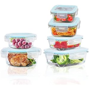 ROSOS Glass Food Storage Containers with Lids Airtight 6 Pack