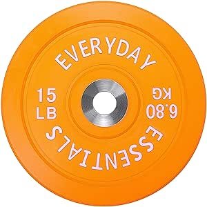 BalanceFrom Color Coded Olympic Bumper Plate Weight Plate with Steel Hub, 15LB Single