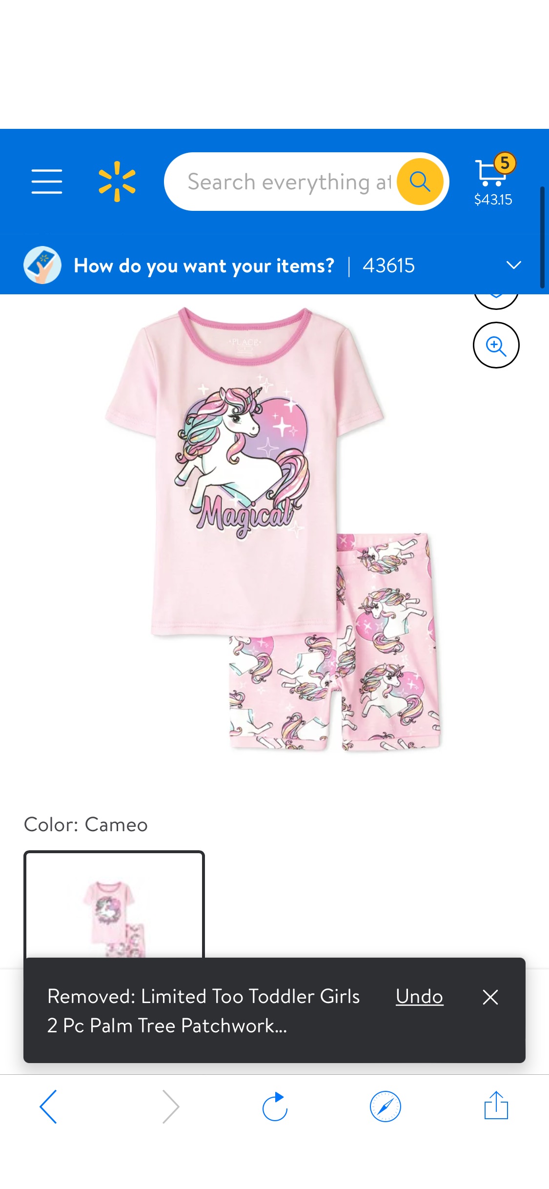 The Children's Place 女童Short Sleeve 'Magical' Unicorn Snug Fit Cotton Pajamas, Sizes 4-14 - Walmart.com