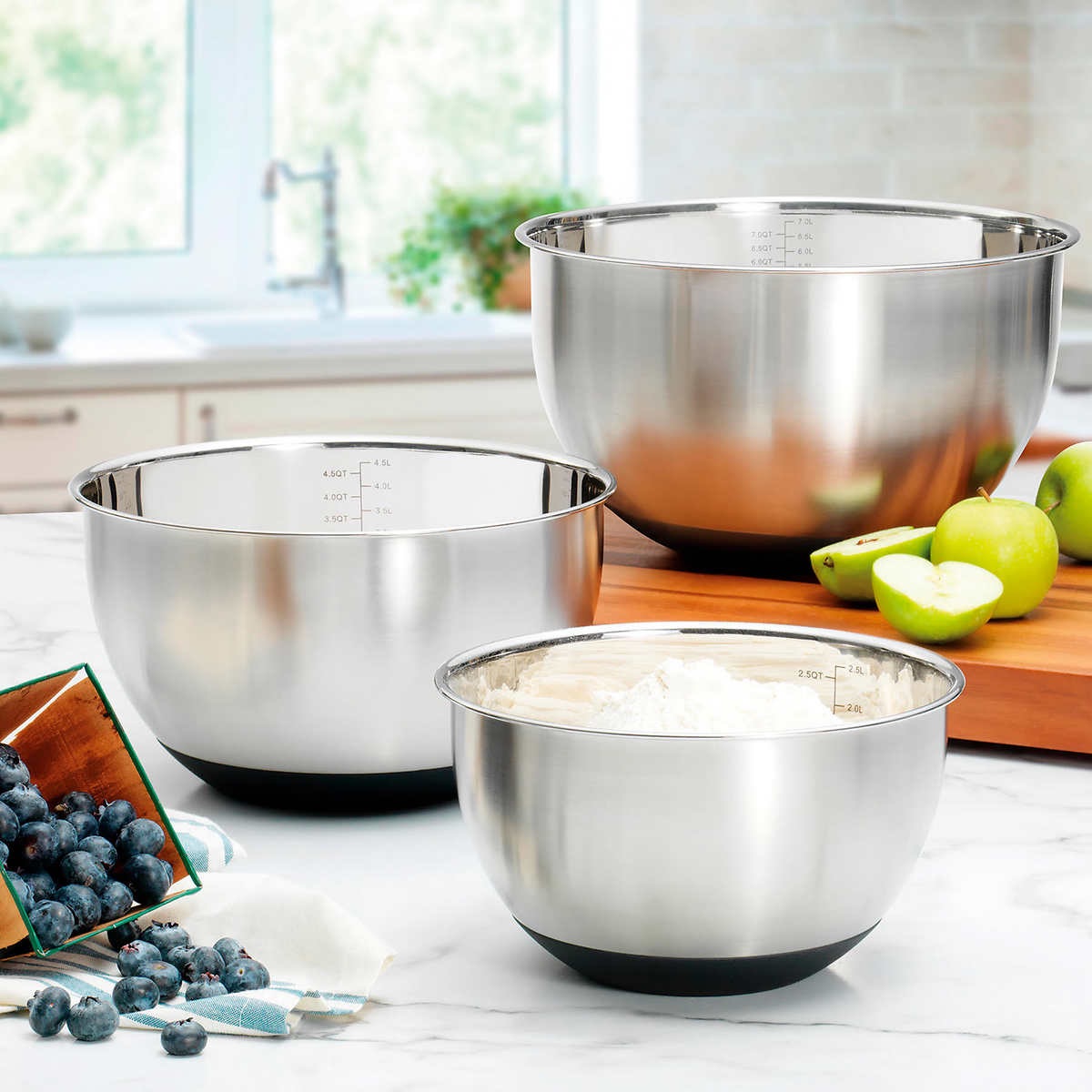 MIU Stainless Steel Mixing Bowls, Set of 3 | Costco 不锈钢搅拌碗3个