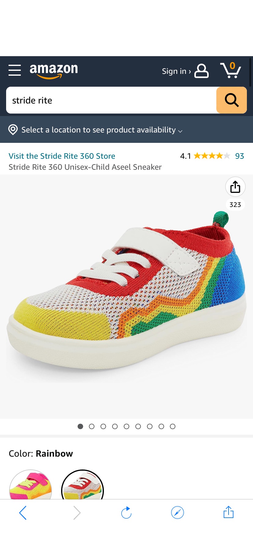 Amazon.com | Stride Rite 360 女童童鞋Girls Aseel Athletic Sneaker, Rainbow | Running