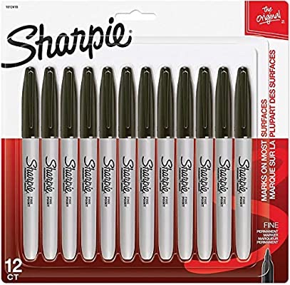 Amazon.com : Sharpie Permanent Markers, Fine Point, Black, 12 Count : Office Products记号笔