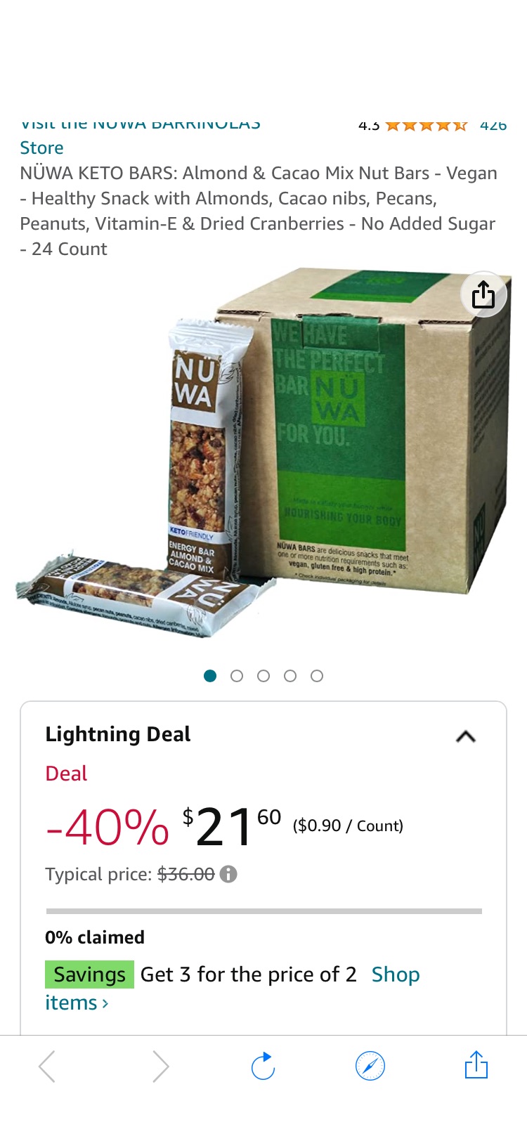 Amazon.com: NÜWA KETO 能量棒 24个