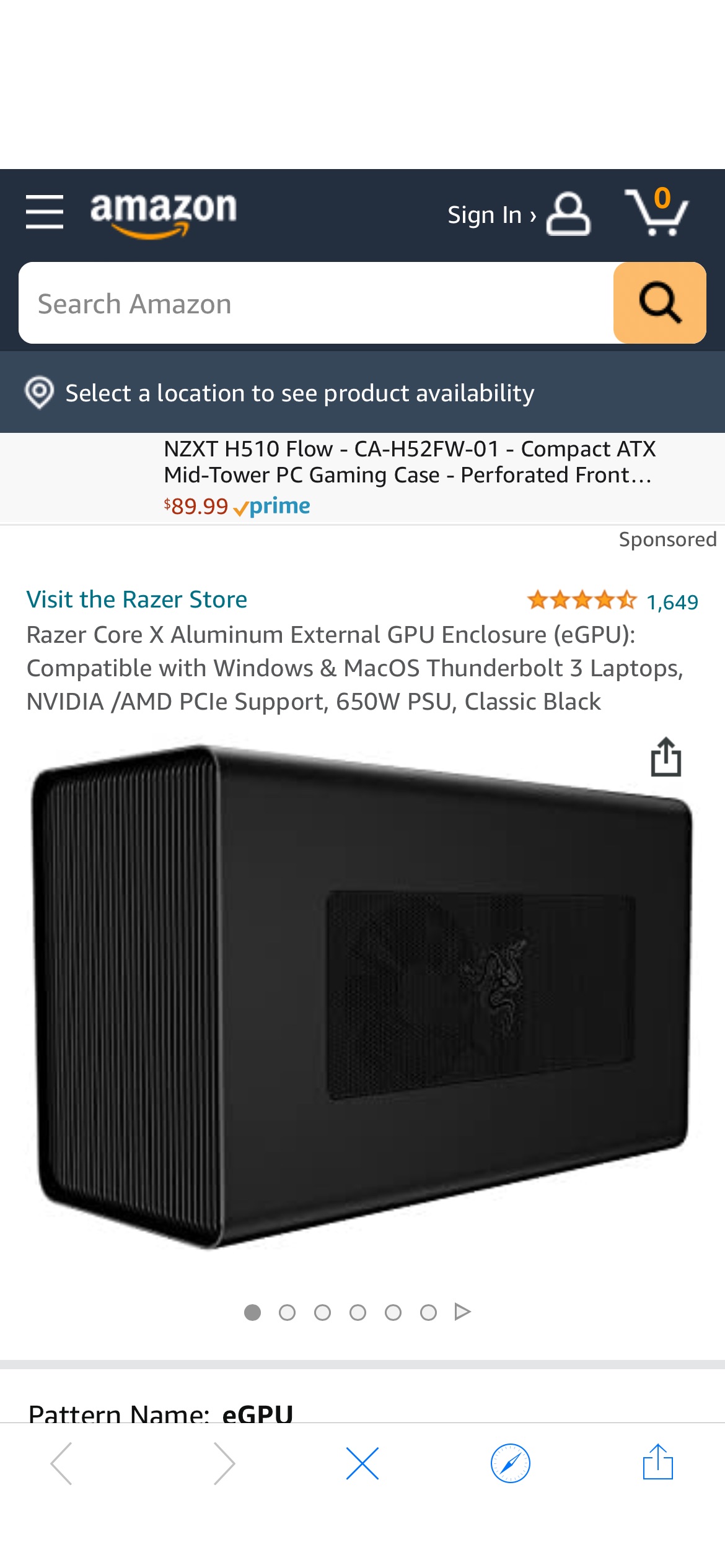 Razer Core X Aluminum External GPU Enclosure (eGPU): Compatible with Windows & MacOS Thunderbolt 3 Laptops, NVIDIA /AMD PCIe Support, 650W PSU, Classic Black : Electronics为