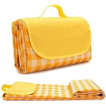 Amazon.com: ZAZE Extra Large Picnic Blankets, 80''x80'' Washable Waterproof Foldable Oversized Compact Picnic Mat for Spring Summer Blanket Beach, Camping on Grass (Yellow and White) : Patio, Lawn & G