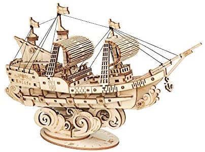 时尚DIY帆船模型拼图套装促销Hands Craft Sailing Ship DIY 3D Wooden Puzzle Model Kit - Laser Cut Wood Pieces, Brain Teaser and Educational STEM Building Model Toy (TG305)