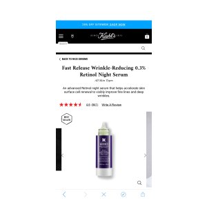 $60 Fast Release Retinol Night Serum – Wrinkle Reducing 0.3% Retinol - Kiehl’s