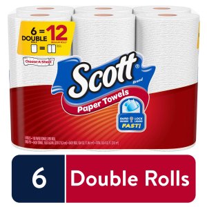 Scott Paper Towels, Choose-A-Sheet, 6 Double Rolls