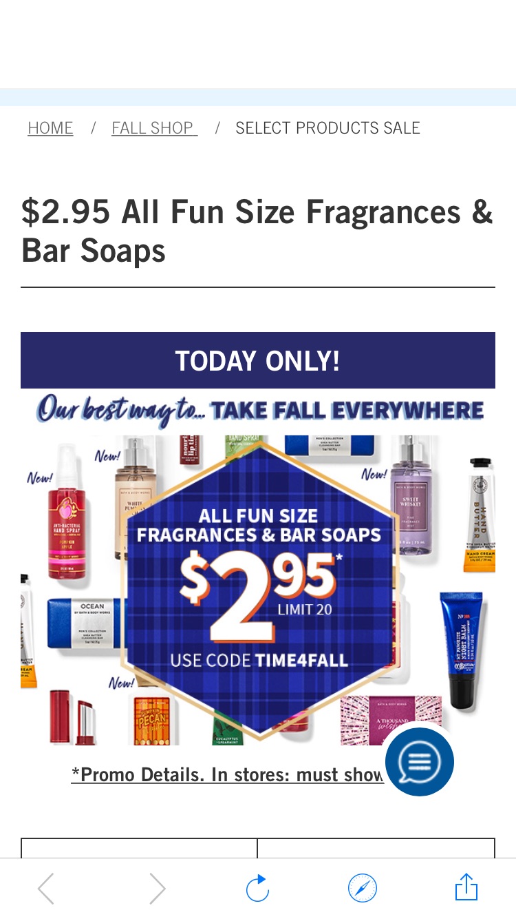 Bath & Body Works所有香水和香皂仅需$2.95