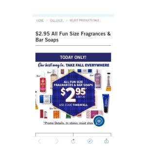 $2.95 Bath & Body Works所有香水和香皂仅需$2.95