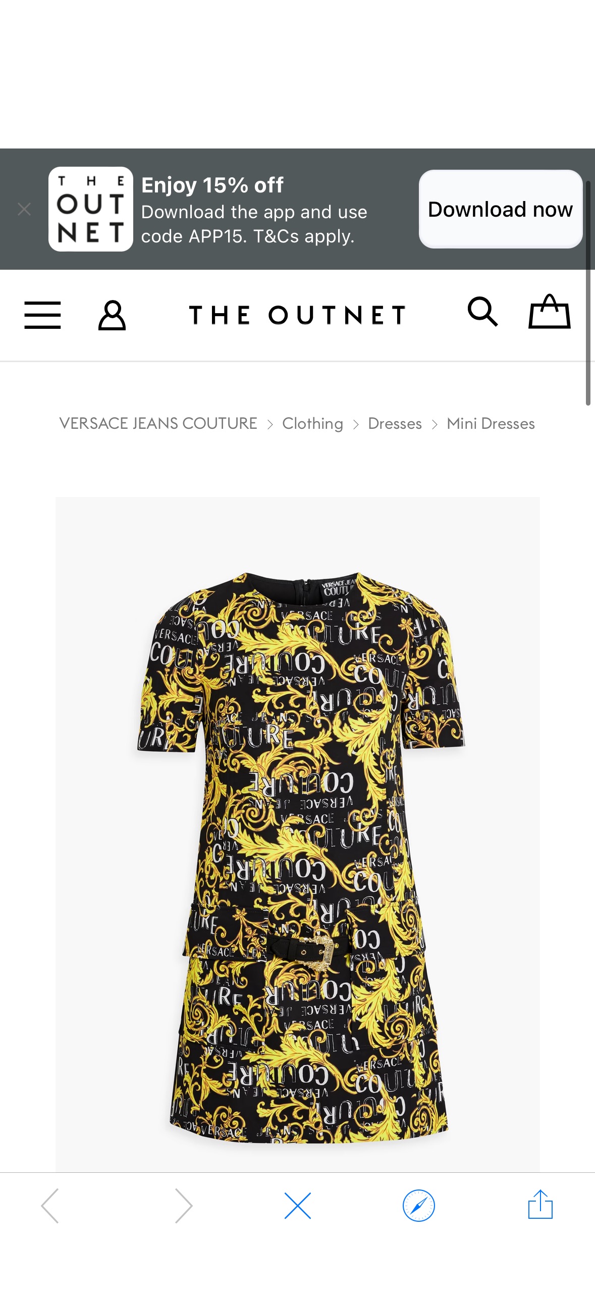 VERSACE JEANS COUTURE Buckle-embellished printed crepe mini dress | THE OUTNET