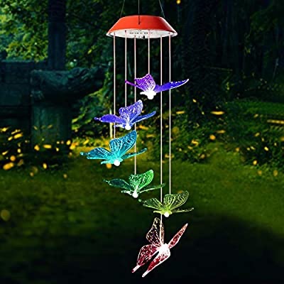 wind chimes outdoor, gifts for mom, solar wind chimes, butterfly wind chime, solar mobile butterfly, mom gifts, birthday gifts for mom, gardening gifts, wind chimes solar 蝴蝶LED太阳能风铃