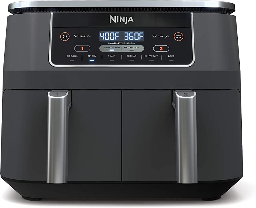 Amazon.com: Ninja DZ201 Foodi 8 Quart 6-in-1 DualZone 2-Basket Air Fryer with 2 Independent Frying Baskets, Match Cook & Smart Finish to Roast, Broil, Dehydrate & More for Quick, Easy Meals, Grey : Home & Kitchen