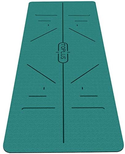 Body Alignment Yoga Mat - Pro Yoga Mat Eco Friendly Non Slip Fitness Exercise Mat with Carrying Strap-Workout Mat for Yoga, Pilates and Floor Exercises 1/4 Inch Thick (Green,72"*26") 瑜伽垫