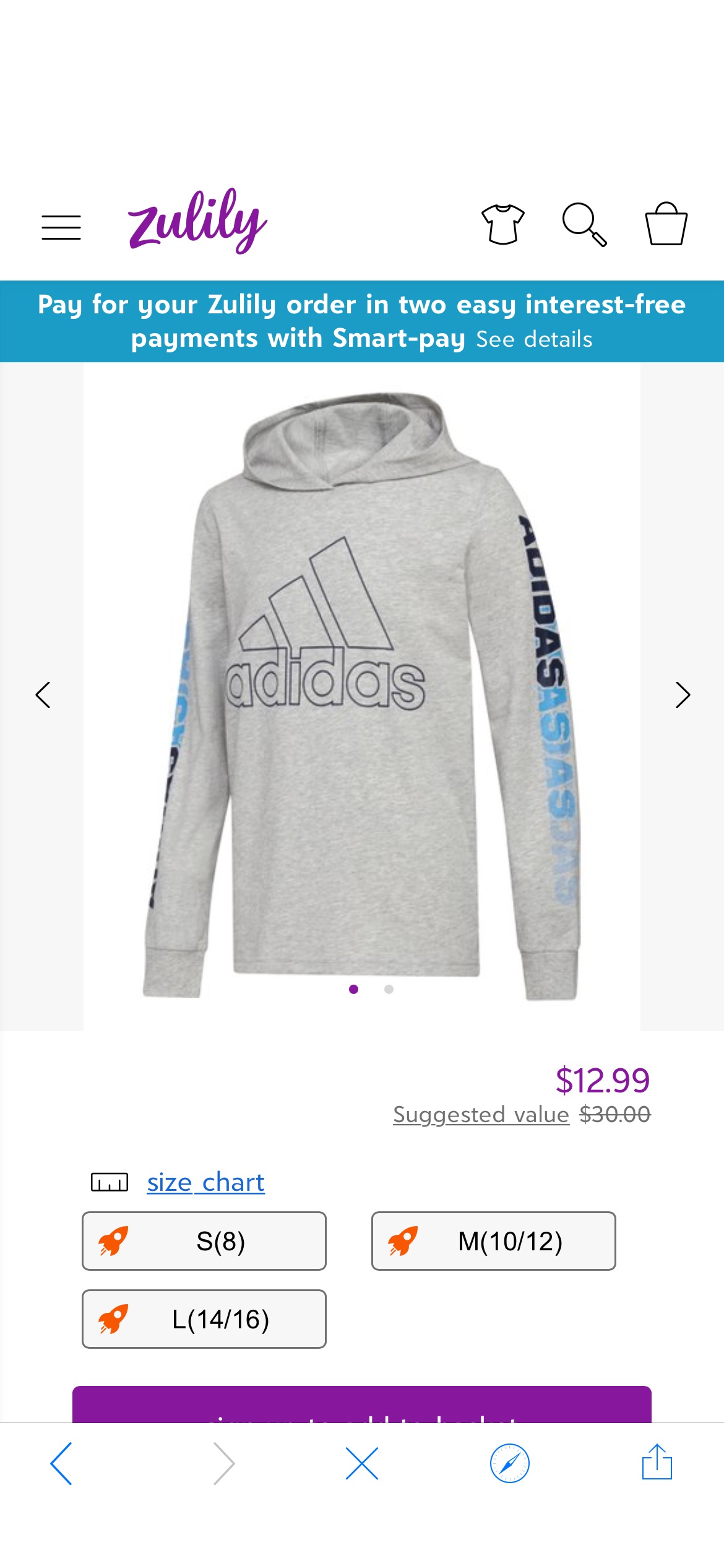 adidas Light Gray Heather & Blue Fade Logo Hoodie - Boys | Best Price and Reviews | Zulily